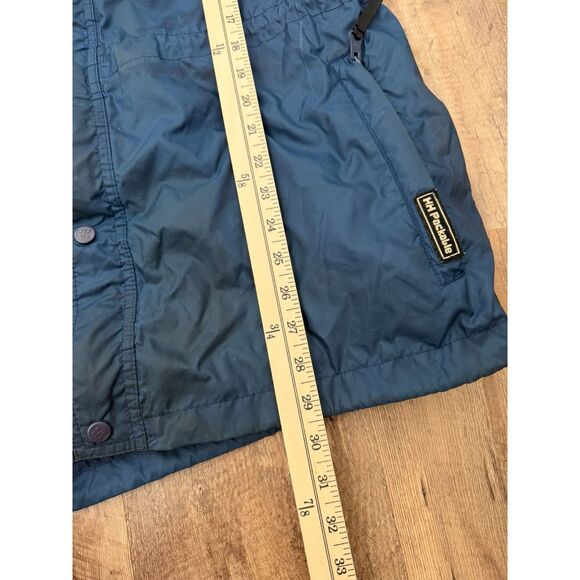 Vtg Helly Hansen Packable Rain Jacket Blue Hooded Full Zip Pockets Men's M *Read - Picture 11 of 16